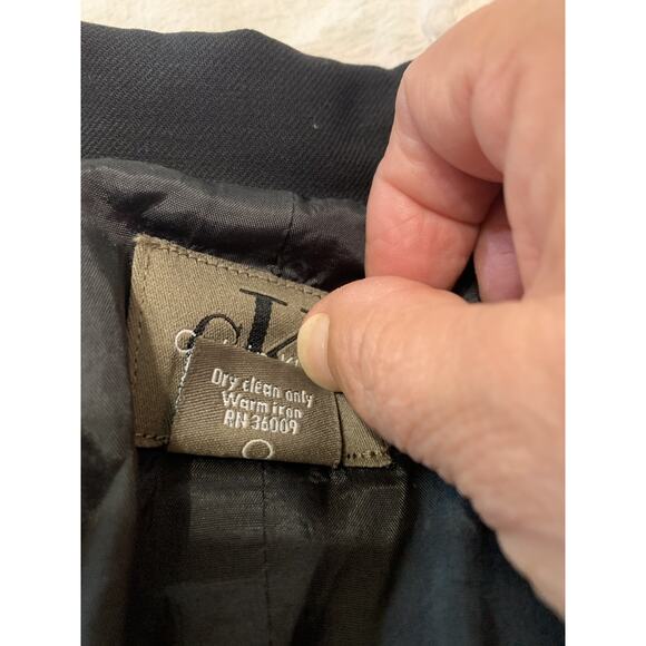 Vintage Calvin Klein Women's Blazer 100% Merino Wool Size 8 Black Long Y2K Work - Picture 10 of 12